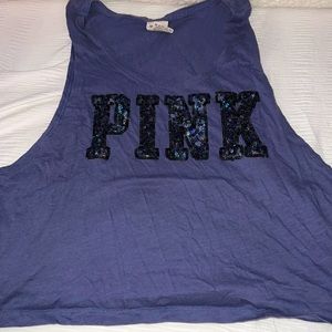 PINK VICTORIA SECRET RACER BACK TANK TOP TEE SHIRT VS